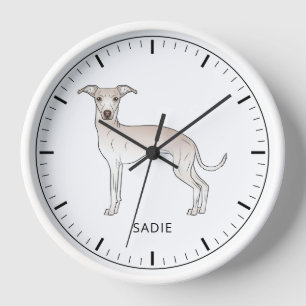 Horloge Crème Italienne Greyhound Cute Dog Avec Texte Pers