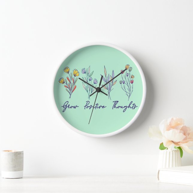 Horloge Croissance des pensées positives Fleur sauvage Flo (Maison)