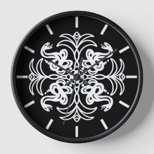Horloge Crotale tribale noire et blanche Mandala