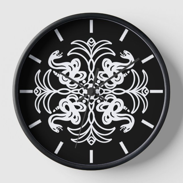 Horloge Crotale tribale noire et blanche Mandala (Recto)