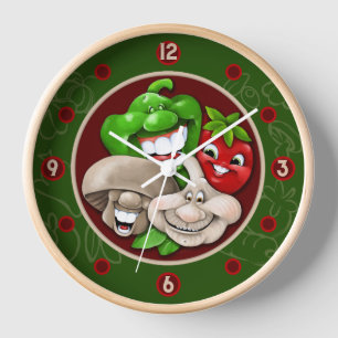 Horloge Cuisine italienne amis.Ail.Champignons.Tomate