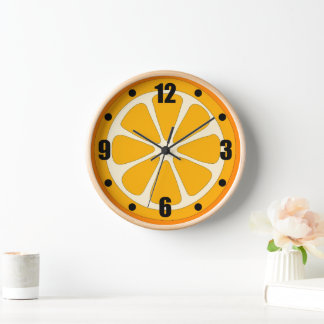 Horloge Cuisine minimaliste simple en tranche orange