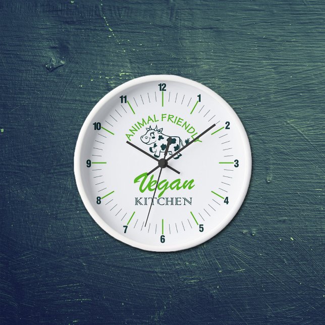 Horloge Cuisine végétale, Mur de vache, Animaux mignons (Créateur téléchargé)