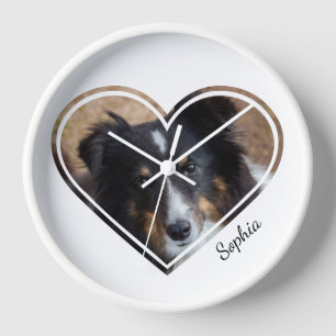 Horloge Custom Heart Shape Pet Photo & Personalized Text