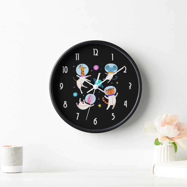 Horloge Cute astronaute Animaux flottant dans l'espace (Maison)