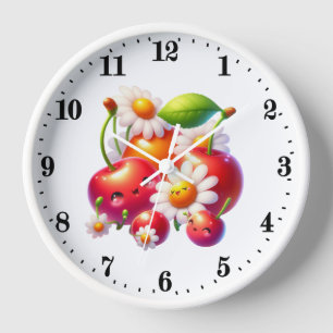 Horloge Cute cherry amoureux cuisine