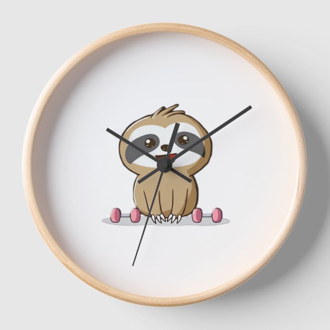 Horloge Cute Chibi Sloth Workout � Funny Kawaii Gym Animal (Recto)