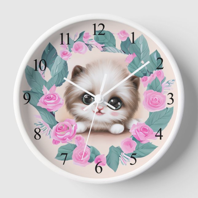 Horloge Cute Fluffy Furr Ball Kitten (Recto)