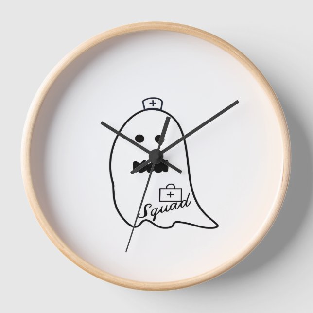 Horloge Cute infirmière fantôme Halloween à la main à l'hô (Recto)