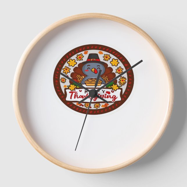 Horloge Cute Kawaii Turquie - Bon thanksgiving classique T (Recto)
