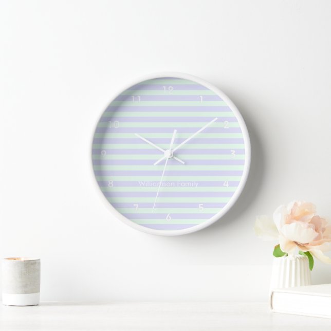 Horloge Cute Lavande Moderne & Monnaie Vert Écart (Maison)