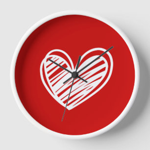 Horloge Cute Moderne Unique Coeurs Rouges Élégant Romantiq