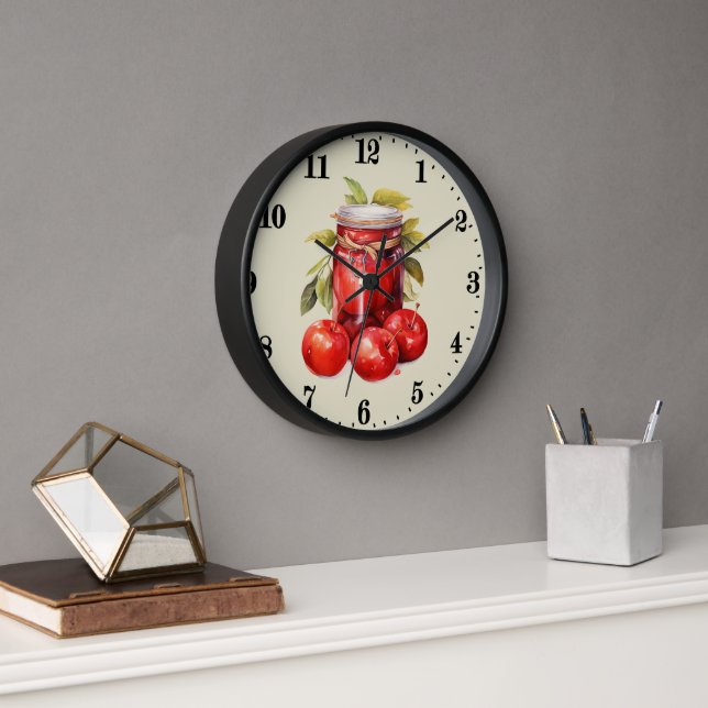Horloge Cute pomme fruits amoureux cuisine (Bureau)