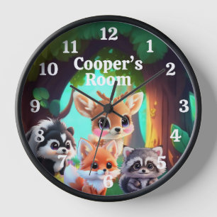 Horloge Cute Woodland amis renard skunk raccoon cerf