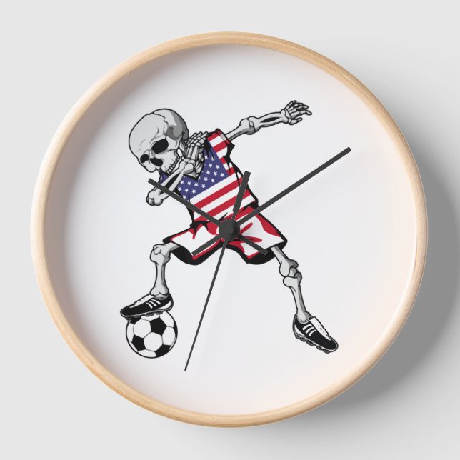 Horloge Dabbing Skeleton Soccer Halloween États-Unis (Recto)