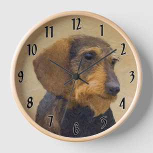 Horloge Dachshund (À poils durs) Peinture Chien Art origin