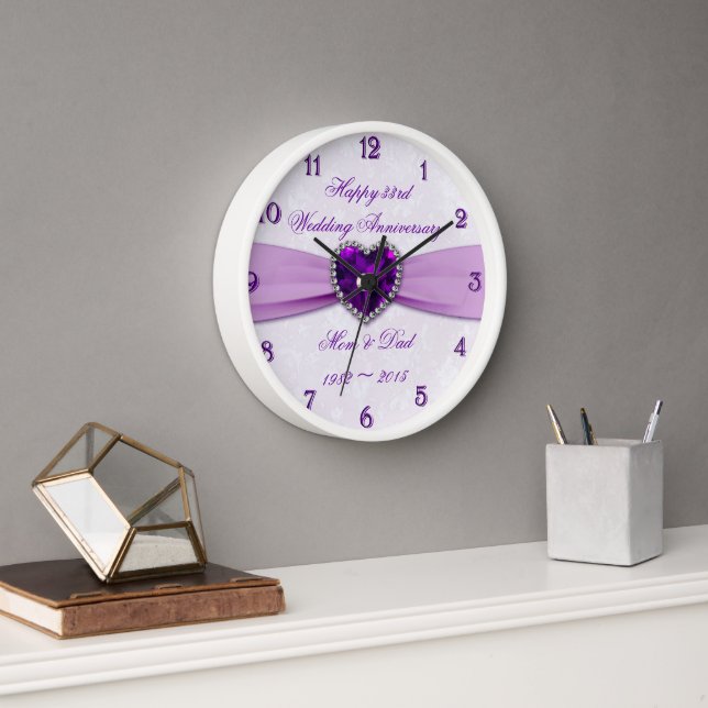 Horloge Damask 33 Wedding Anniversary Wall Clock (Bureau)
