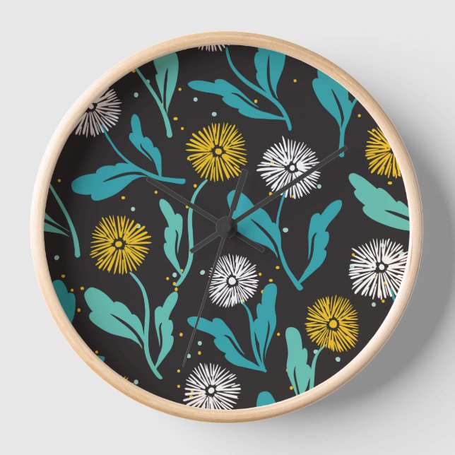 Horloge Dandelion de printemps Fleurs et design Feuille (Recto)