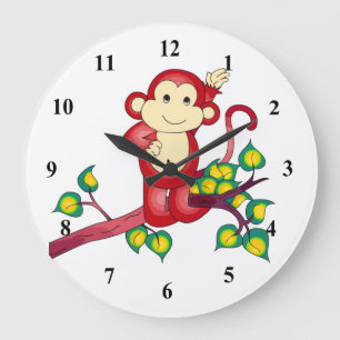 Horloge d'animal de singe rouge