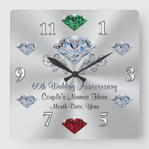 Horloge d'anniversaire de diamant avec des vos