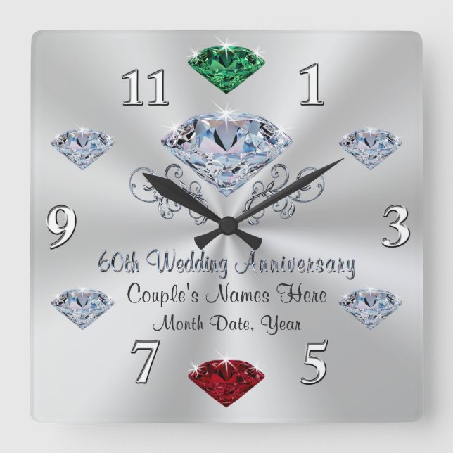 Horloge d'anniversaire de diamant avec des vos (Recto)