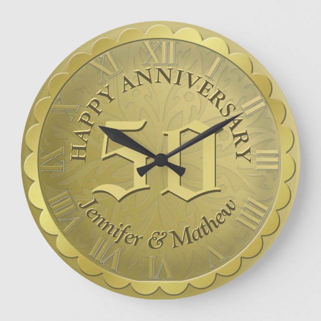 Horloge d'anniversaire personnalisée Or (Recto)