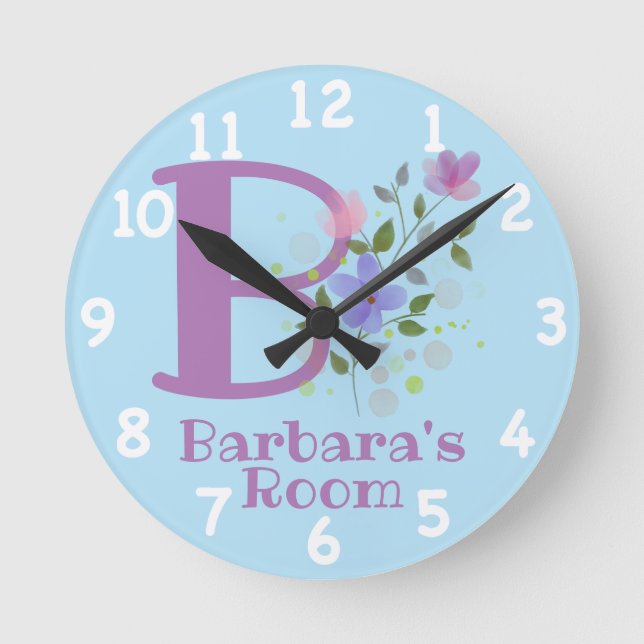 Horloge dans un design floral avec nom Barbara (Recto)