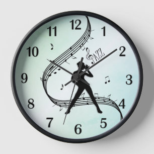 Horloge Danse Jazz Menthe Noir Chiffres