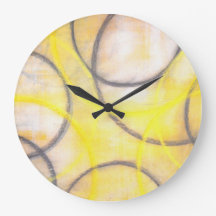 Horloge d'art Abstrait gris et jaune