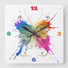Horloge d'art des éclaboussures de papillons