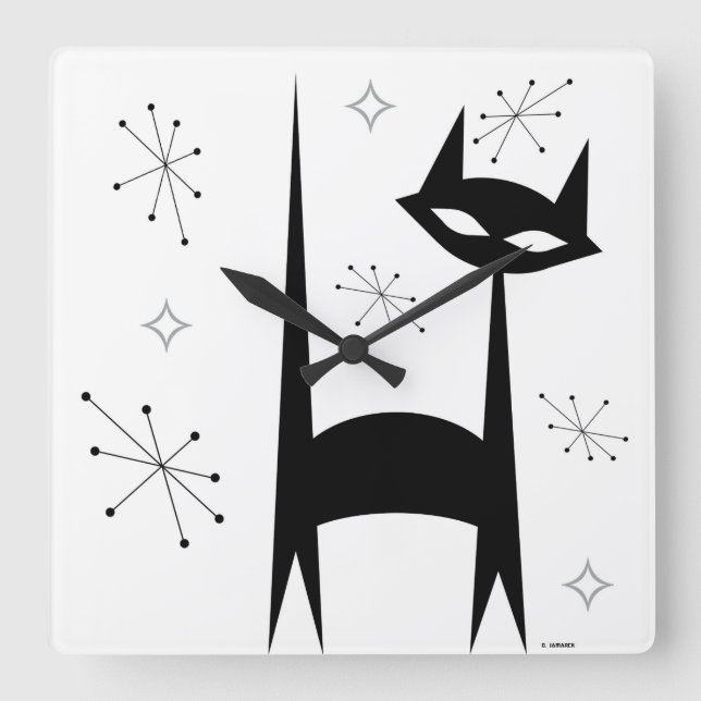 Horloge d'art noir noir rétro des années 50 (Recto)