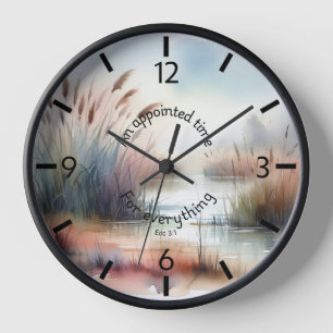 Horloge d'automne tranquille avec verset biblique