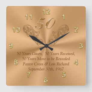 Horloge de 50 ans avec votre texte ou supprimer