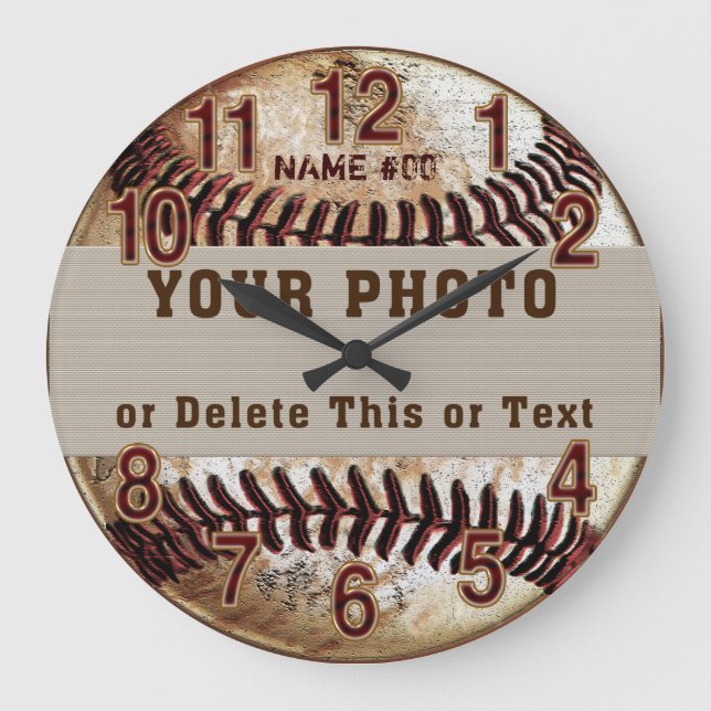 Horloge de baseball personnalisée, votre photo et  (Recto)