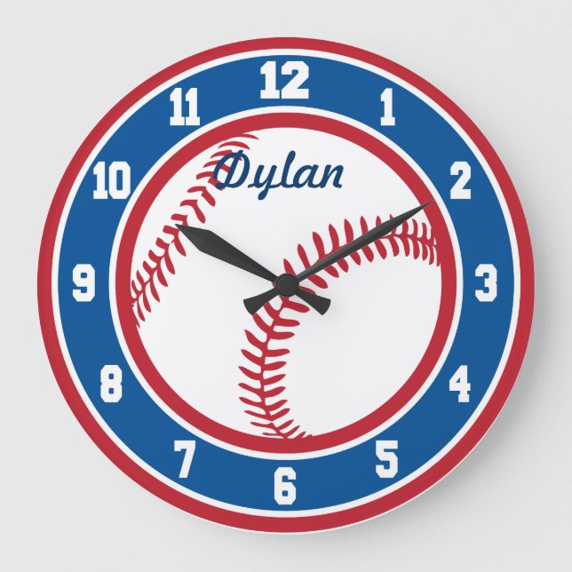 Horloge de baseball rouge blanc et bleu