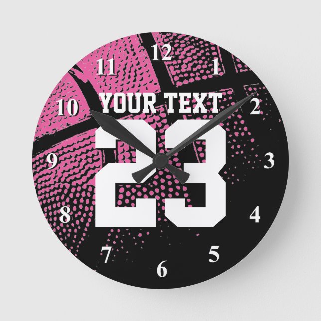 Horloge de basket rose avec numéro de maillot de s (Recto)
