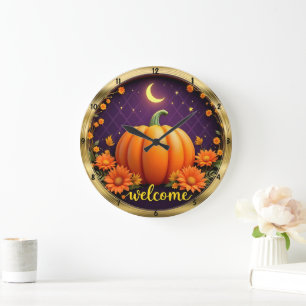 Horloge de bienvenue d'automne : Citrouille Lune S