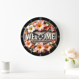 Horloge de bienvenue de la fleur tropicale