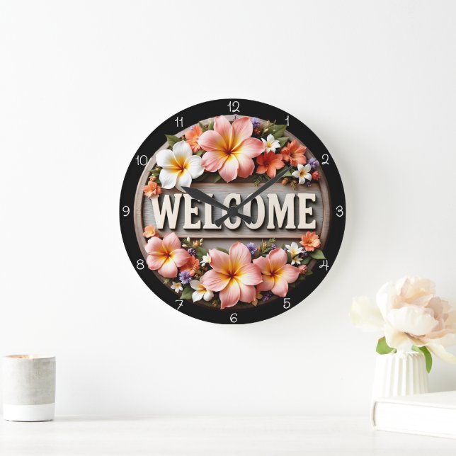 Horloge de bienvenue de la fleur tropicale (Maison)
