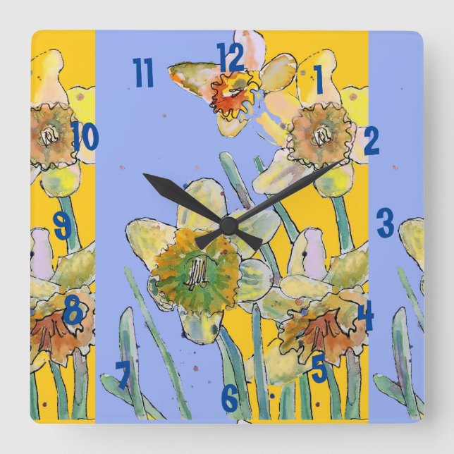 Horloge de bureau jaune pour femme à aquarelle de  (Recto)