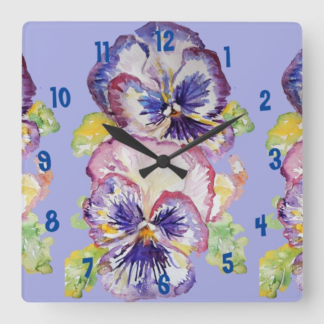 Horloge de bureau pour femme à aquarelle Pensée vi (Recto)
