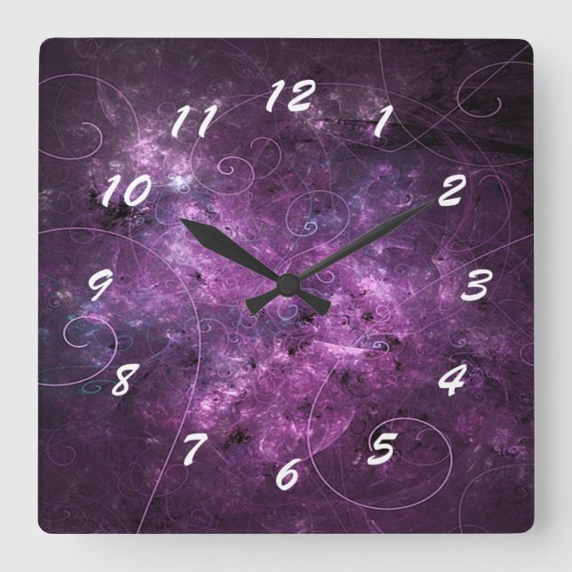 Horloge de carré de fractale de remous de rose (Recto)