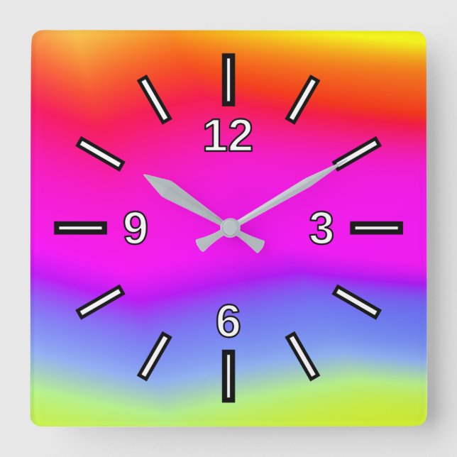 Horloge de Carré Motif multicolore amusant (Recto)