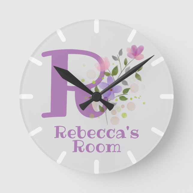 Horloge de chambre pour enfants avec nom et initia (Recto)