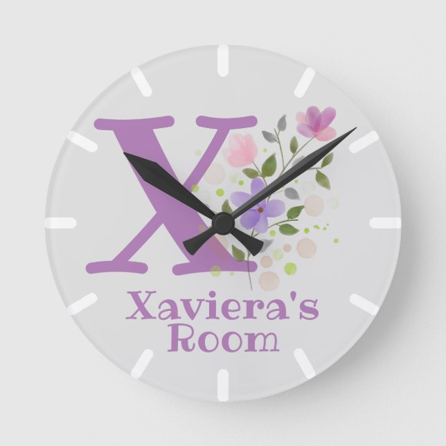 Horloge de chambre pour enfants avec nom et initia (Recto)