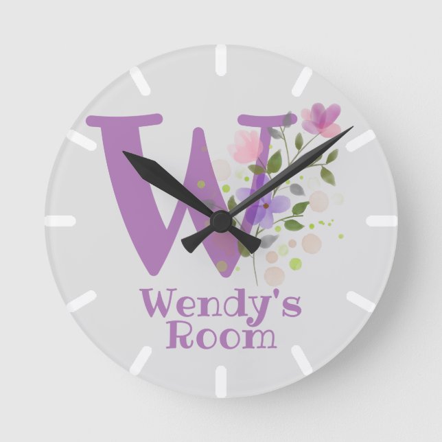 Horloge de chambre pour enfants avec nom et initia (Recto)