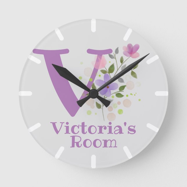 Horloge de chambre pour enfants avec nom et initia (Recto)