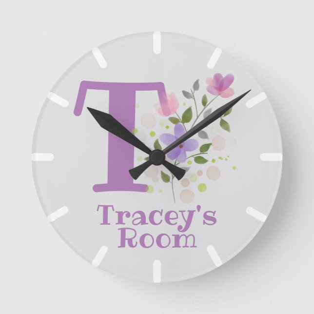 Horloge de chambre pour enfants avec nom et initia (Recto)