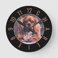Horloge de Charlie - Nom du chiot Horloge ronde