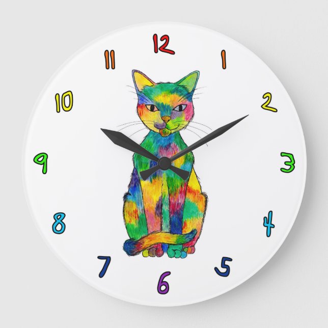 Horloge de chat d'arc-en-ciel (Recto)